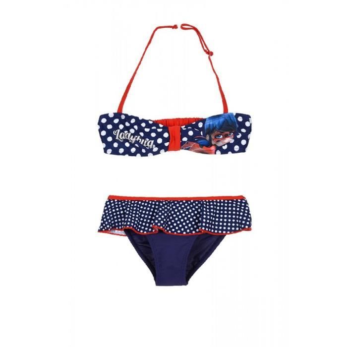 miraculous maillot de bain fille 2 pièces ladybug - bleu