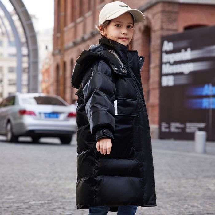 Doudoune Fille Enfant Mi Longue Epaisse Chaude Hiver avec Capuche de 6 a 16 ans