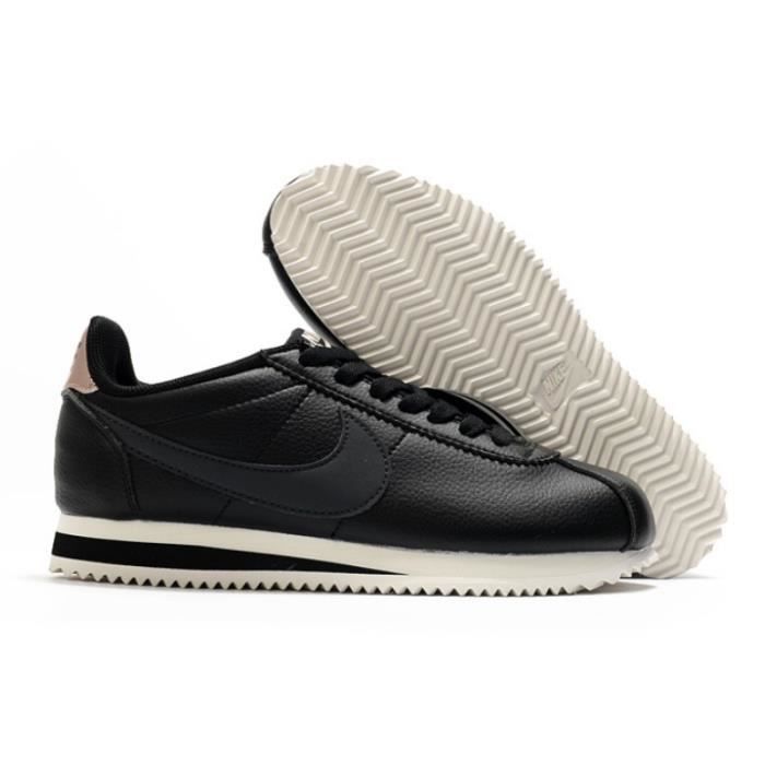 Nikes Cortez Retro University Chaussures de Basket Femme Homme noir