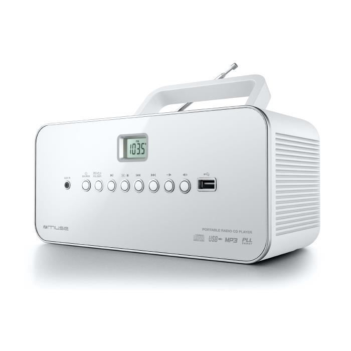 Boombox - MUSE - M-28 RDW - Lecteur de CD/MP3 - Radio numérique - USB - Blanc