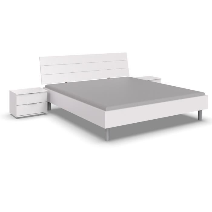 Chambre à coucher complète adulte ( lit adulte + 2 chevets ) coloris blanc