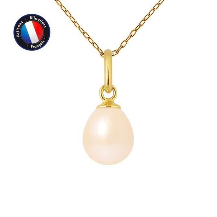 Pendentif En Or Jaune 18ct Avec Perle De Culture Baroque - Collier Argent & Perle