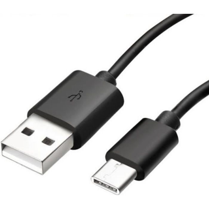 Cable USB-C pour Samsung A20E - A40 - A50 - A70 - A80 - Cable chargeur Type  USB-C Noir 1 Mètre Phonillico®