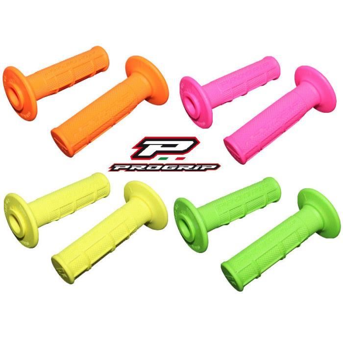 PAIRE QUAD CROSS MX MOTOCROSS POIGNEES PROGRIP OFF ROAD 794 JAUNE FLUO REVETEMENT SIMPLE DENSITE 115mm