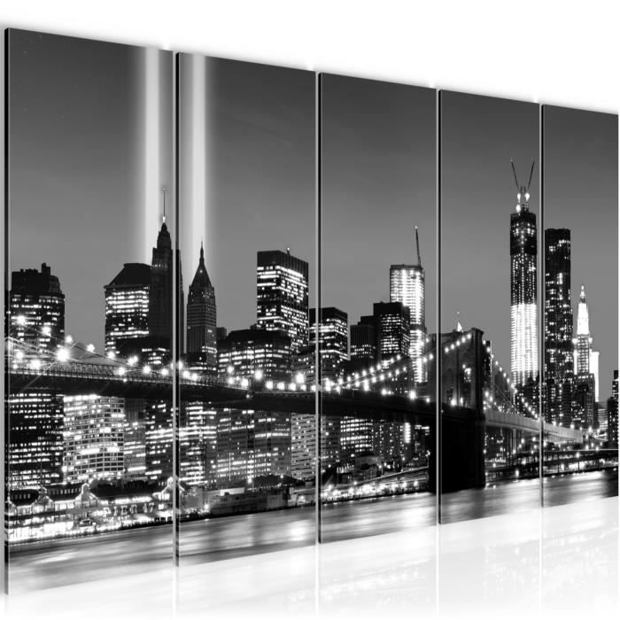 Tableau Peinture Sur Verre Trempé Tulup – Format 140x70 Cm – Motif Manhattan New York Jaune – Décoration Murale Moderne