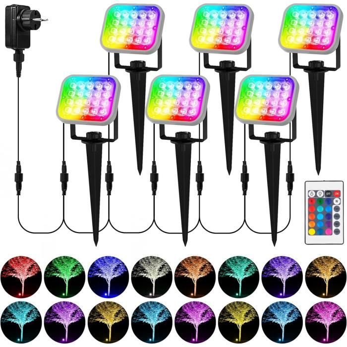 Spot Led Extérieur, 6Er Lampe Extérieur Couleur De Paysage Étanches ...