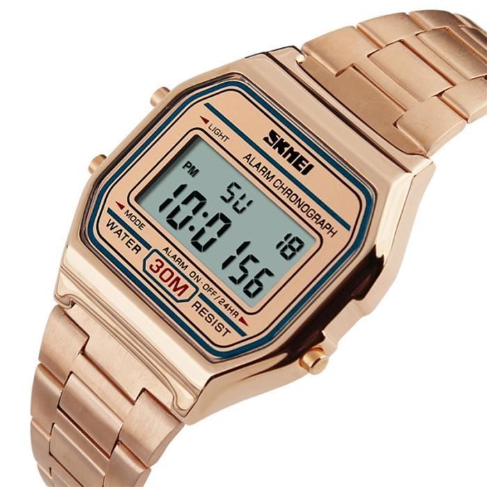 SHARPHY® Montre Homme de Marque Haut de Luxe LED Numérique couleur en or rose Meilleur Qualité