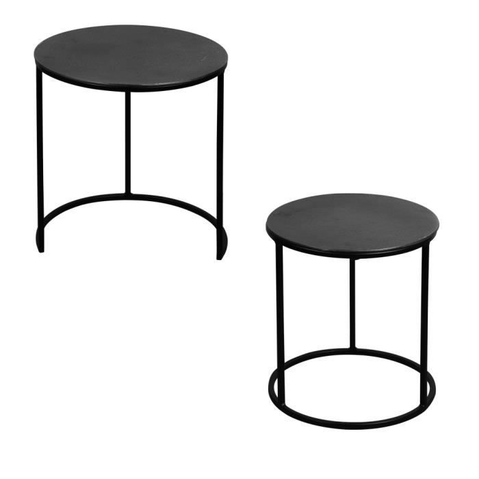 set de 2 bouts de canapés ronds noirs 41 et 39 cm - table passion 45 noir