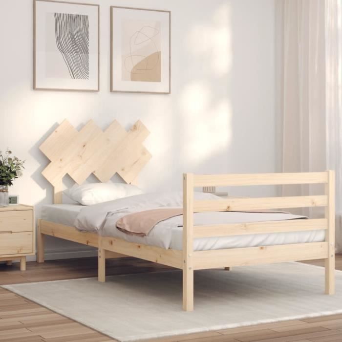 cadre de lit en bois massif - tmishion - pal3195251 - 90 x 190 cm - a lattes - campagne