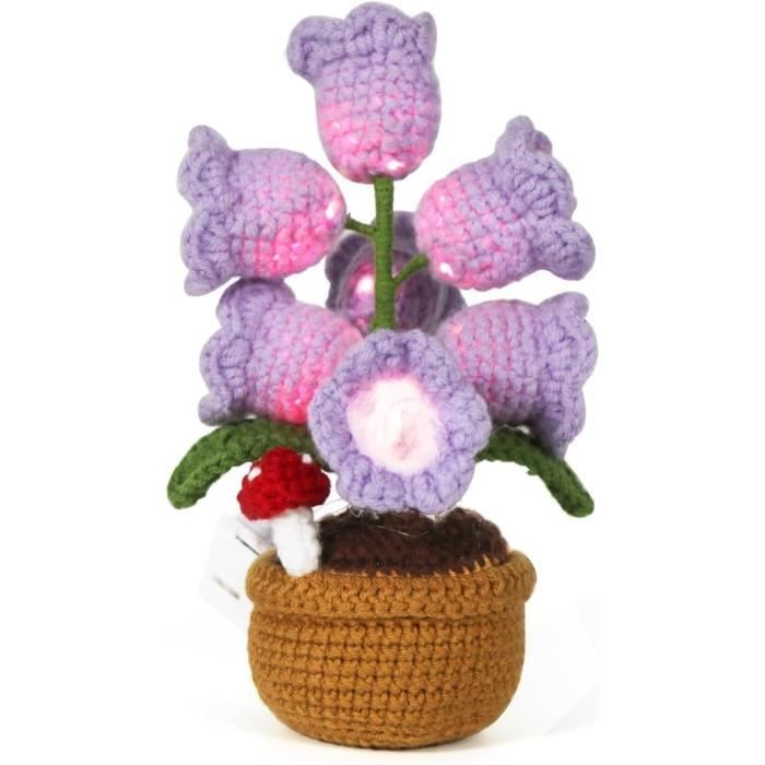 Porte-clés Fleur Muguet Tricoté Main En Laine Blanche - Décoration Suspendue Pour Clés, Sac, Rétroviseur - 5