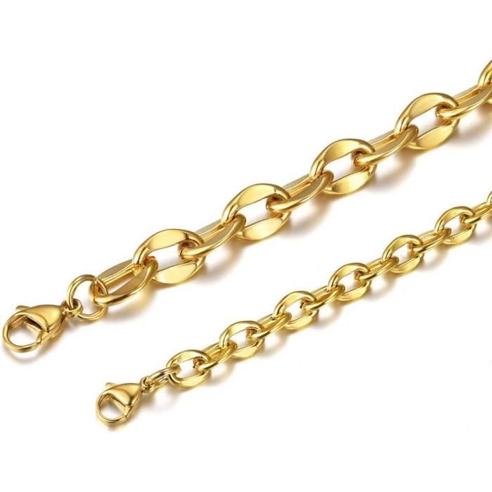 Collier Chaîne Serpent En Acier Inoxydable - Unisexe - Or/Noir/Argent/Or Rose - Longueur 46-76 Cm