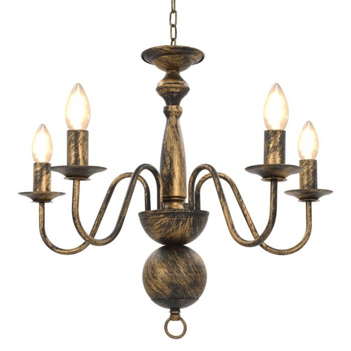 vidaXL Lustre 5 Ampoules Lampe Suspendue Lustre Luminaire Eclairage Intérieur Salon Salle de Séjour Salle à Manger Chambre à 281615