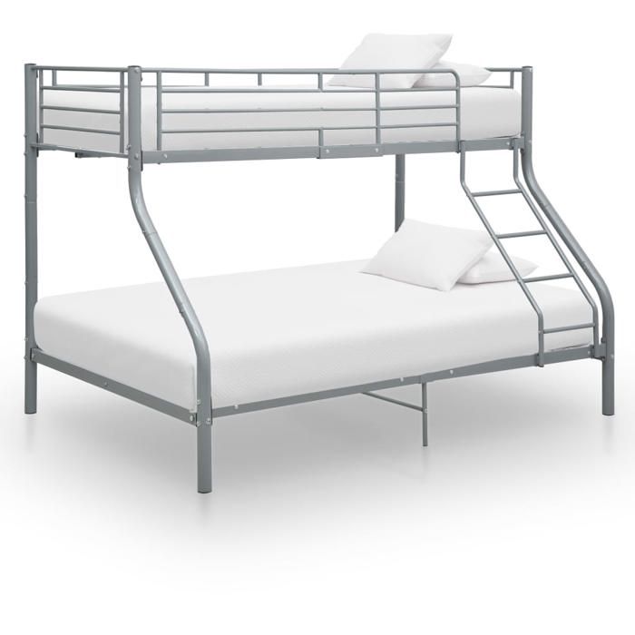vidaXL Cadre de lit superposé sans matelas gris 140x200 cm/90x200 cm 287904