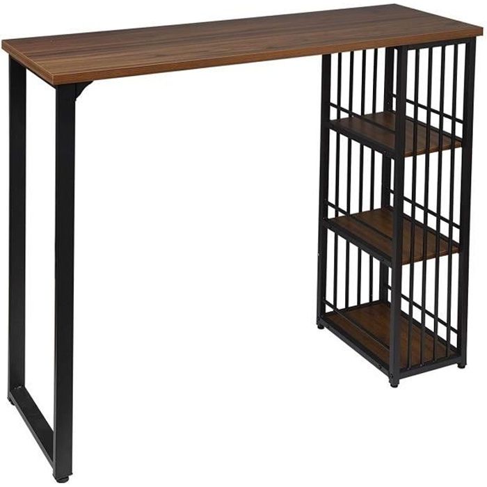 WOLTU Table de bar avec 3 tablettes, Table de bistrot en métal et MDF ...