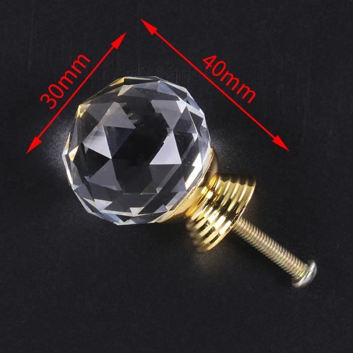 Bouton De Meuble En Verre Diamant Rond à Facette - Boutons Mandarine