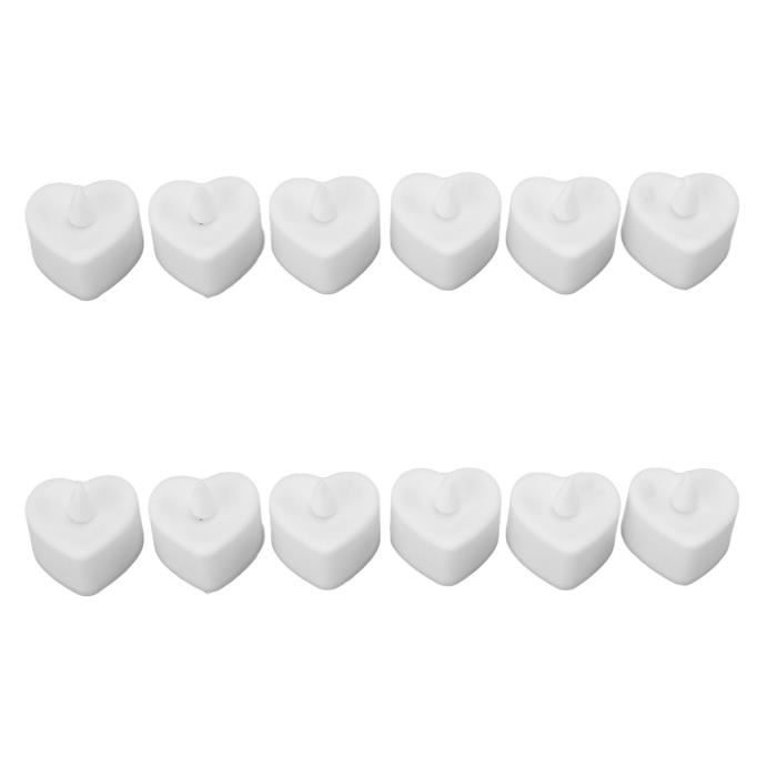12 Bougies LED En Forme De Cœur Poudre Or - Lampes à Bougie électroniques Pour Mariage, Noël, Décoration De Fête