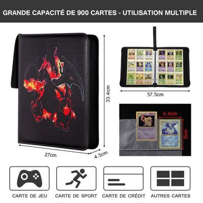 Classeur Album Cartes à Collectionner 900 Poches – Porte-Cartes TCG Avec Fermeture Éclair, Protection Ultime Pour Pokémon, Yu-Gi-Oh, Sport