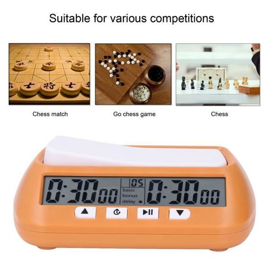 Horloge numérique d'échecs QINFIEY pour jeux de société, professionnelle avec fonction de compte à rebours en bonus, piles incluses Horloge numérique d'échecs QINFIEY pour jeux de société, professionnelle avec fonction de compte à rebours en bonus, piles incluses