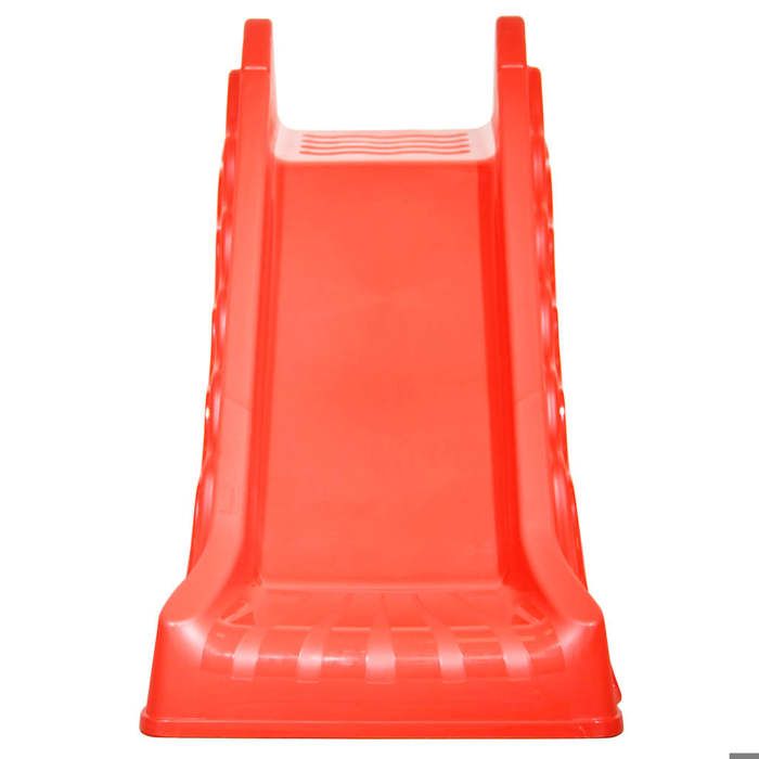 Petit toboggan de jardin enfant 159cm structure stable blanc et rouge