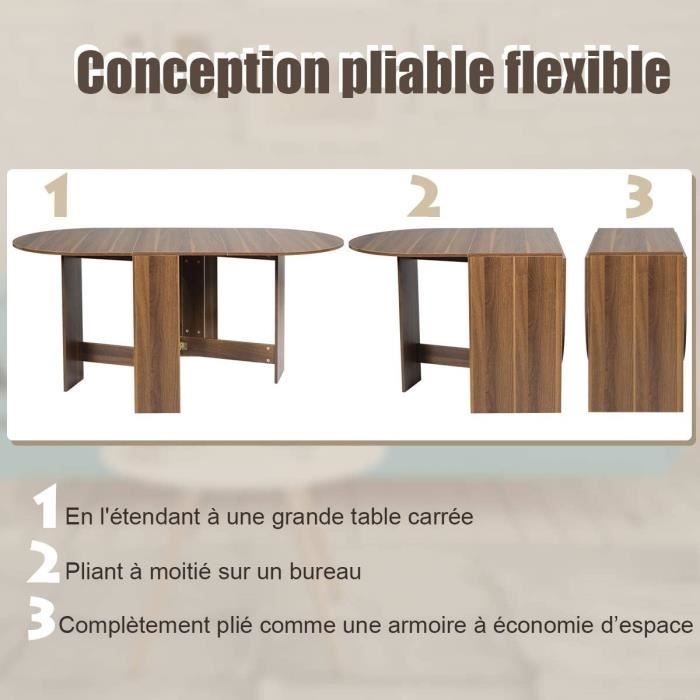 COSTWAY Table à Manger Pliable/Extensible Jusqu'à 163 CM, 4 - 7