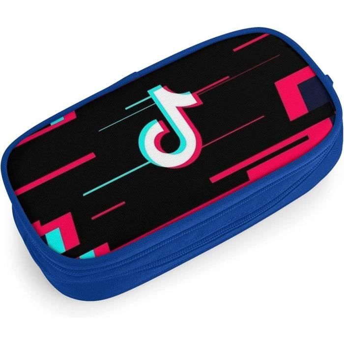 TIK Tok Pencil Pen Case WidePen Bag avec fermeture éclair Bleu[263