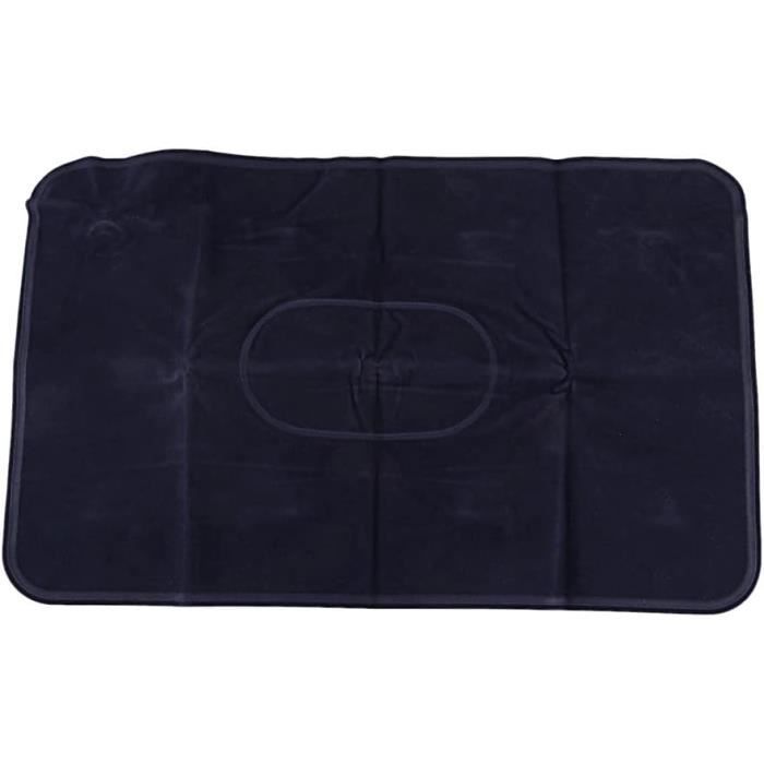 Oreiller Gonflable Portatif – 34x23 Cm, Velours/PVC, Double-face, Bleu – Voyage, Camping, Bureau, Sac à Dos