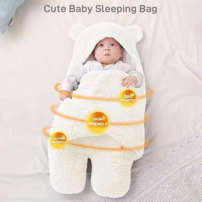 Couverture Emmaillotage Bébé Ruiqas Style Burrito Avec Chapeau - Flanelle Douce Pour Photo Nouveau-Né