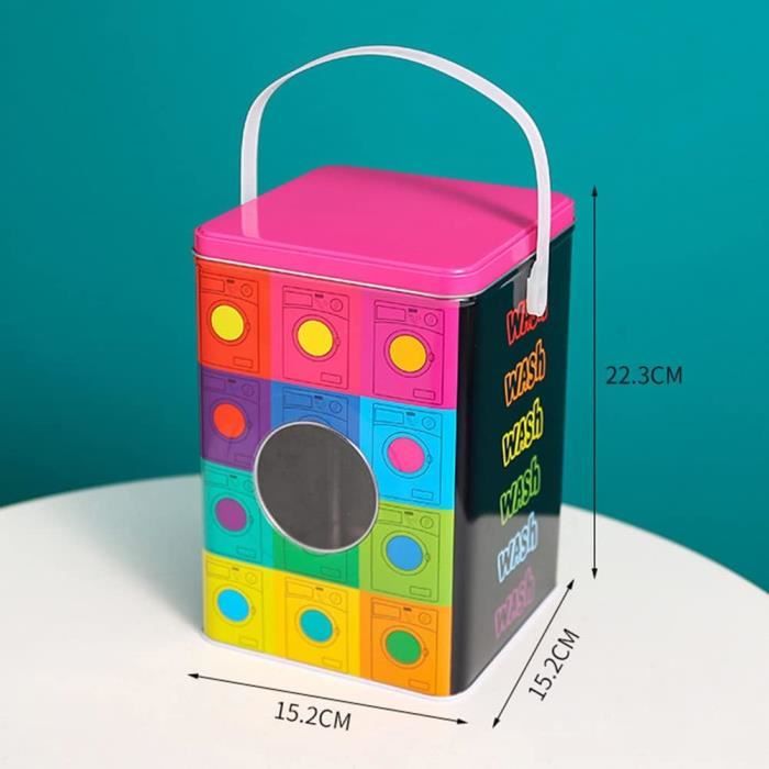 Recipient Lessive ISAKEN Boîte De Rangement En Métal Avec Couvercle, Boîte De Rangement Pour Lessive En Poudre Avec Pelle, Récipient De Rangement Pour Détergent Pour Boite à