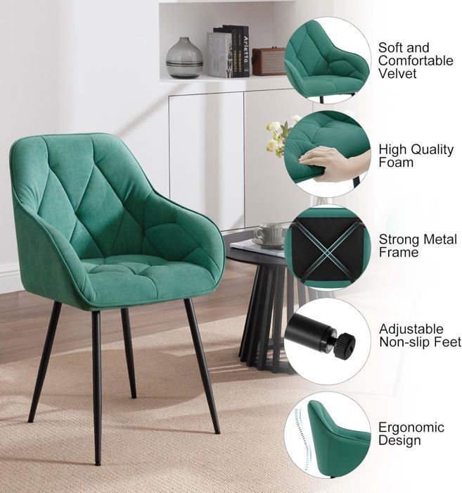 Lot De 4 Chaises De Salle À Manger Fauteuil Vintage Assise Rembourrée