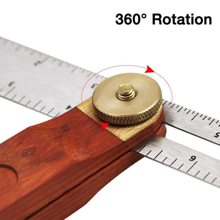 Règle En Acier Laiton Avec Butée Métal LEKEFETO - 300 Mm - Pour Travail Du Bois, Bricolage - Précision Millimétrique - Inox Et Laiton