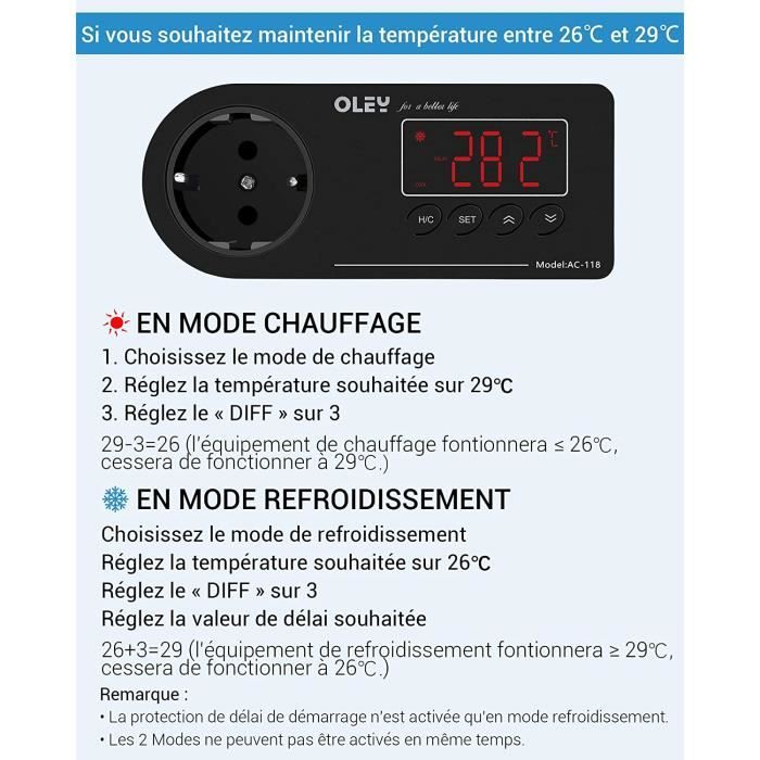 NICREW Thermostat Terrarium Prise Thermostat Refroidissement et Chauffage  Thermostat de Reptile pour Serpents Tortues Lzards [5206] - Cdiscount  Bricolage