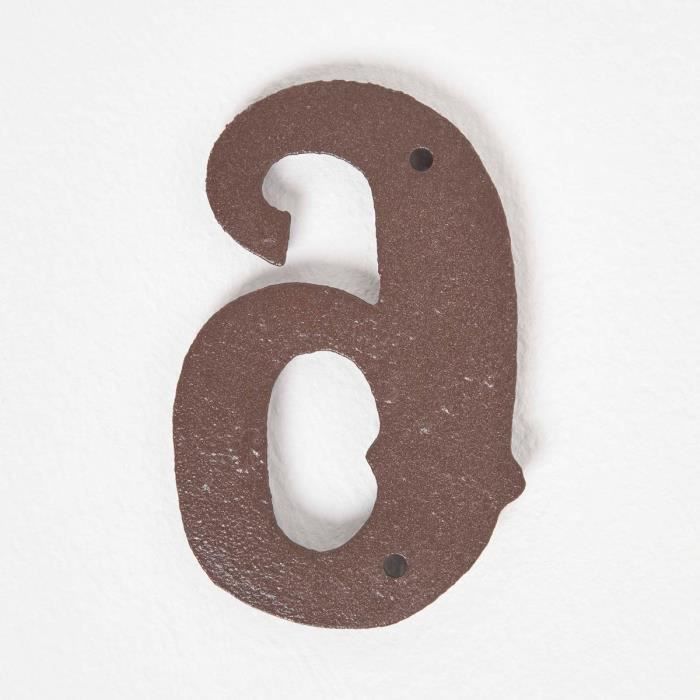 Numéro De Maison 6 En Fonte - Reliabilt, Finition Bronze Huilé, Style Authentique