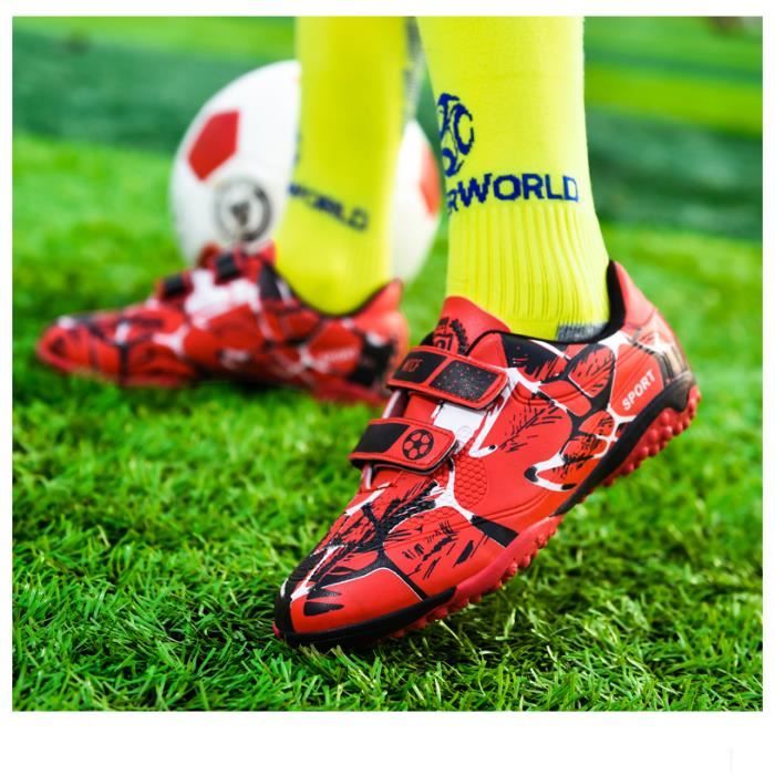 AY™ Chaussures de football antidérapantes et respirantes pour enfants,  baskets de football à pointes cassées TF - rouge - Cdiscount Sport