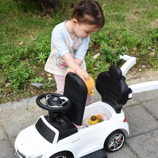HOMCOM Porteur enfants voiture enfant multi-équipée 12-36 mois coffre  klaxon effet musical polypropylène pas cher 