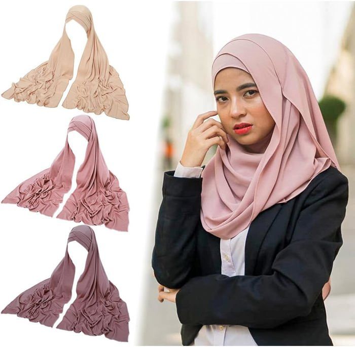 Eid One Piece Hijabs perlés pour femmes musulmanes avec écharpe à