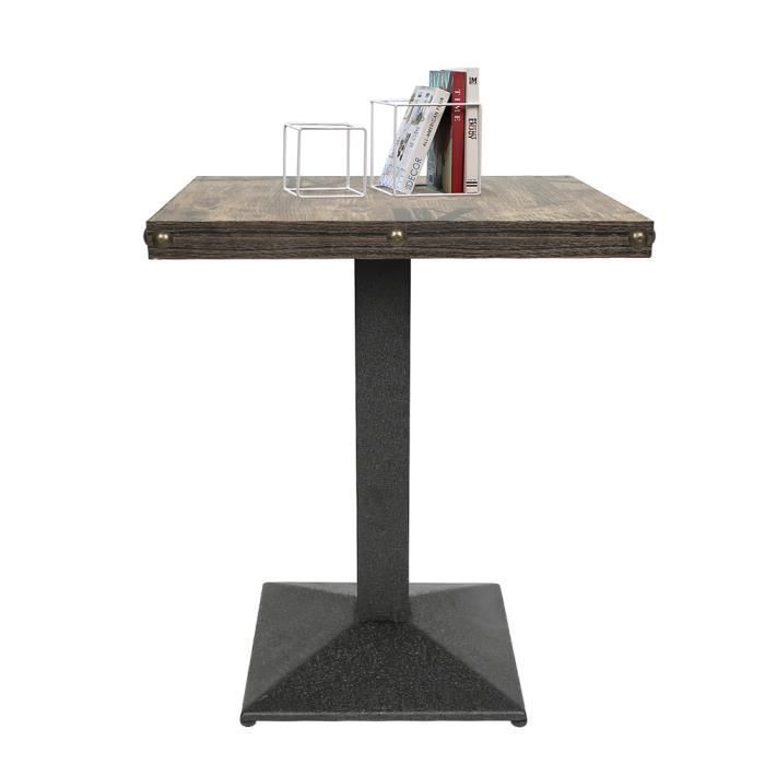 Table à Manger Carrée Industrielle En Bois Et Fer - 60x60x72 Cm - Pour 4 Personnes, Style Rétro Bistrot