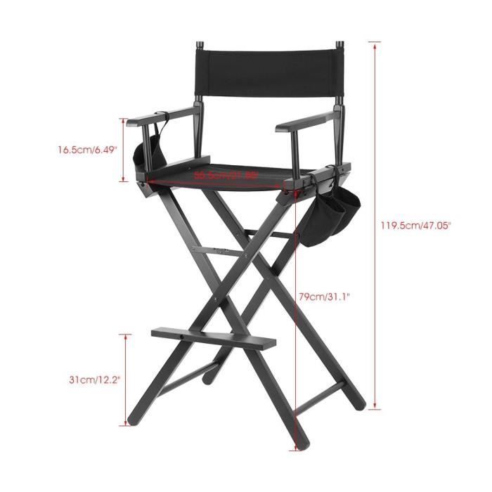Chaise Maquillage Chaise Pliante Maquillage En Bois De Hêtre - Assise Oxford 600D, 140 Kg Max, Noir