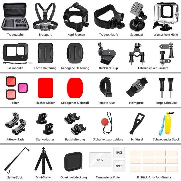 Accessoire Gopro Hero 13 Black Andoer 48-en-1 Kit D'accessoires Pour Caméra D'action Accessoire Dji Action 4