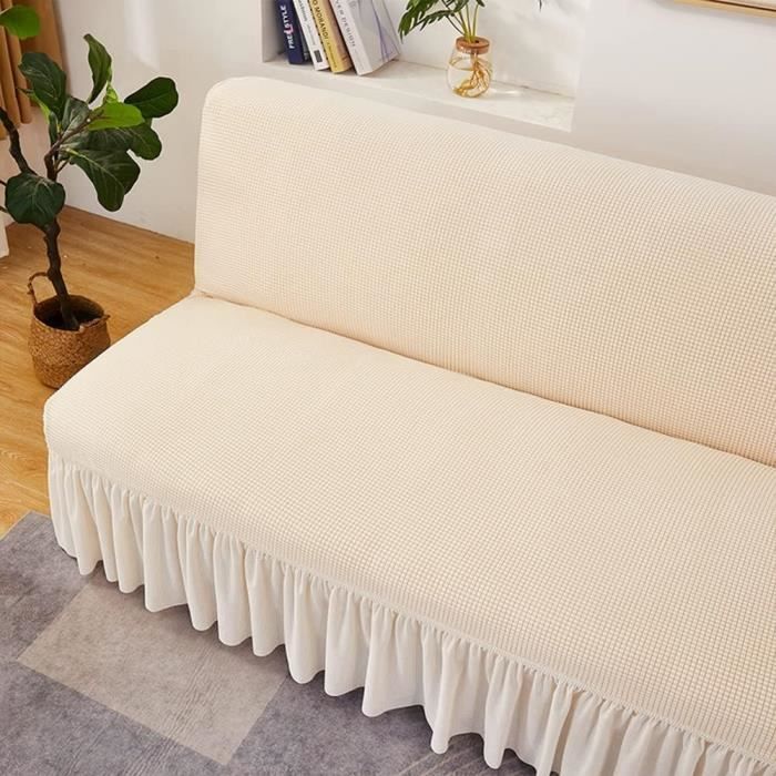 Housse Canapé Sans Accoudoirs 2/3 Places Extensible Orange 190-220cm - Résistante Taches, Lavable & Antidérapante