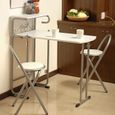 3pcs table de salle à manger maison pliante chaises ensemble de salle à cuisine avec étagère de rangement-0