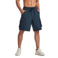 Shorts de travail multi-poches pour hommes Pantalons de jogging coupe ample Athletic Five Bleu-0