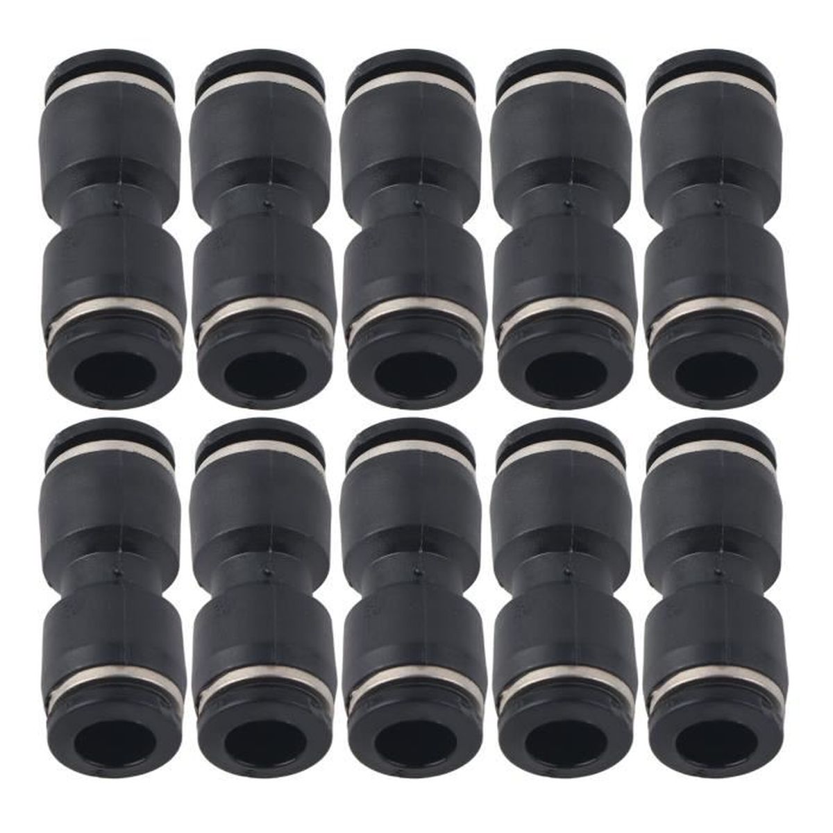 Lot De 6 Raccords Pneumatiques Rapides – 3 Droits + 3 Coudés 12 Mm – Haute Pression, Faciles à Enficher, Nickelés