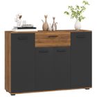 Buffet salon - HOMCOM - 4 placards - tiroirs et étagères réglables - dim. 120 x 35 x 85 cm - marron et noir