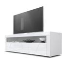 Vladon Buffet bas Valencia, Meuble TV en Blanc/Blanc haute brillance Element structure 3D Blanc haute brillance (155 x 46 x 40 cm)
