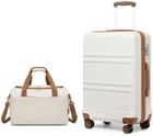 Kono Set de 2 Valises de Voyage Rigide Valise 75x48x30cm à 4 roulettes avec Serrure TSA + Sac de Voyage Ryanair 40x20x25cm, Crème
