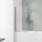 Schulte pare-baignoire, 70x130 cm, paroi de baignoire pliant, pivotant, rabattable, réversible, verre 5 mm, transparent,