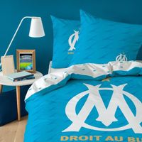 Housse de couette + Taie d'oreiller 100% coton - Olympique de Marseille 140x200 + 63x63