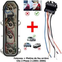 Platine Porte Ampoule Feu Arrière + Connectique avec Fiche Electrique prévu pour pour Clio 2 Phase 2 (2001-2006)