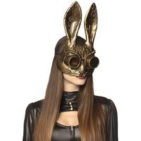 Déguisement - Demi masque lapin doré adulte Steampunk - Jaune - Intérieur - 18 ans
