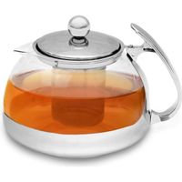 Théière avec passoire thé en acier inoxydable verre 1,2 litres boissons chaudes et/ou froides glaçons